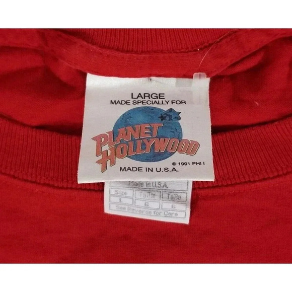 Planet Hollywood Celebrity Edition 1991 Sylvester Stallone Red T-Shirt Men's L - Picture 6 of 9